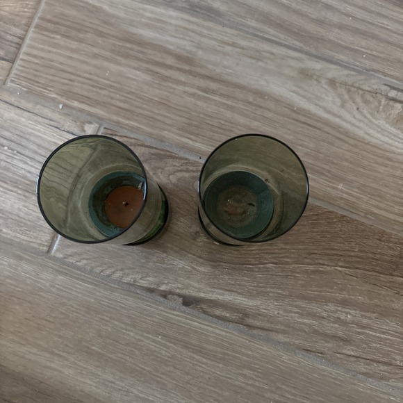 Pair Vintage Dansk 7.25" Green Glass Votive Candle Holder Hurricane Belgium IHO - Picture 2 of 7